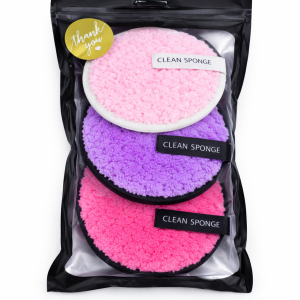 Multicolour reusable makeup remover pads set of 3 soft microfiber cleansing pads